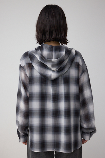 シアーチェックフードシャツ 詳細画像