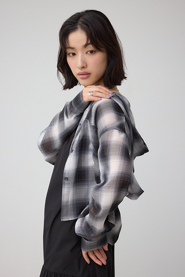シアーチェックフードシャツ 詳細画像