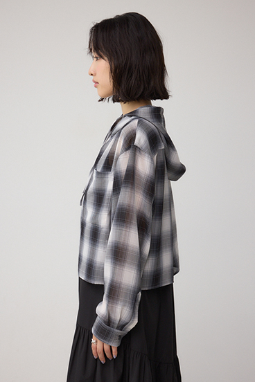 シアーチェックフードシャツ 詳細画像