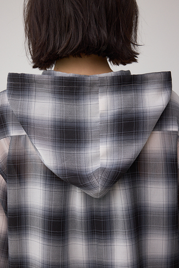 シアーチェックフードシャツ 詳細画像