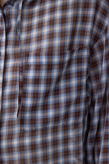 シアーチェックフードシャツ 詳細画像