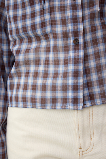 シアーチェックフードシャツ 詳細画像