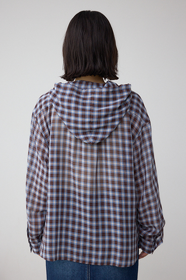 シアーチェックフードシャツ 詳細画像