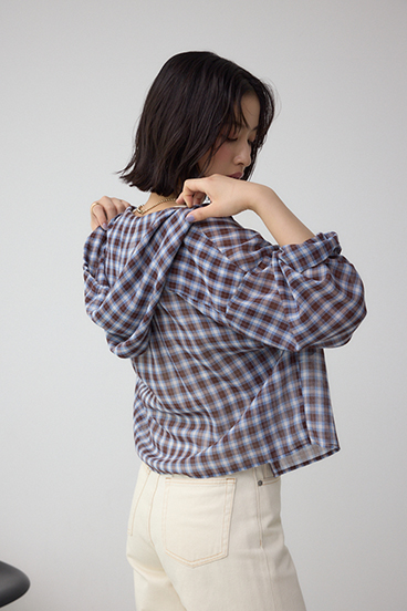 シアーチェックフードシャツ 詳細画像