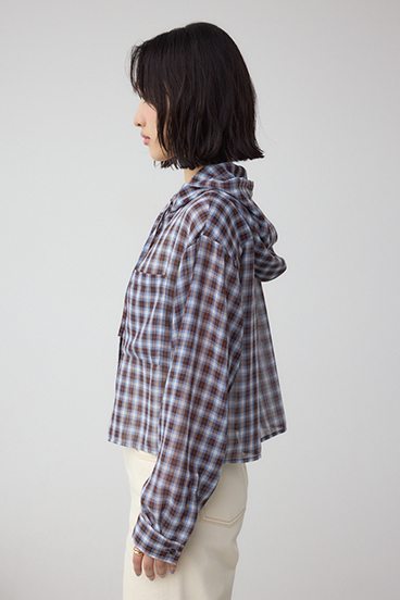 シアーチェックフードシャツ 詳細画像