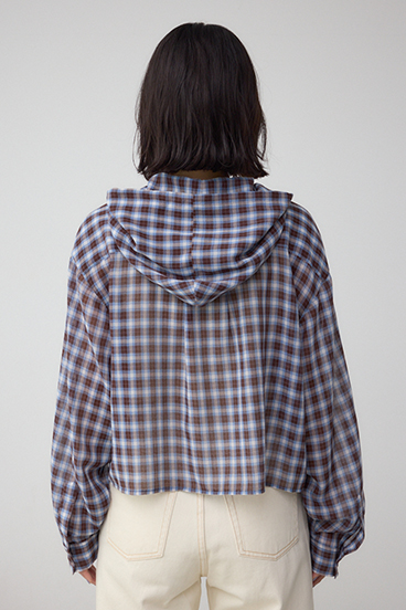 シアーチェックフードシャツ 詳細画像