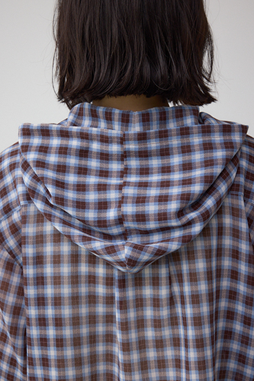 シアーチェックフードシャツ 詳細画像
