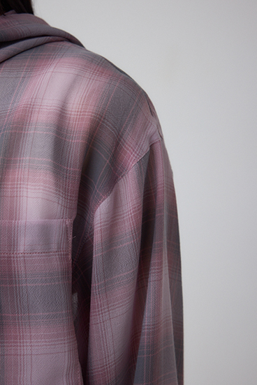 シアーチェックフードシャツ 詳細画像