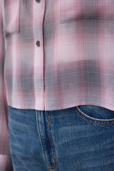 シアーチェックフードシャツ 詳細画像