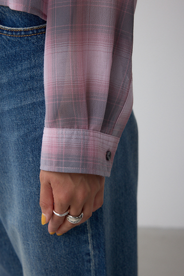 シアーチェックフードシャツ 詳細画像