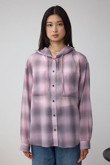 シアーチェックフードシャツ 詳細画像