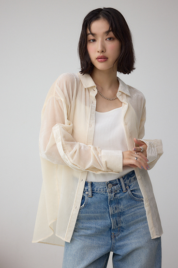 シアーコーデュロイ袖スリットボタンシャツ 詳細画像