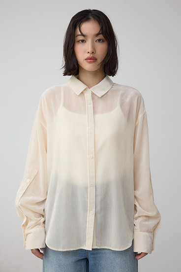 シアーコーデュロイ袖スリットボタンシャツ 詳細画像