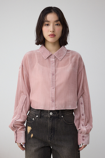 シアーコーデュロイ袖スリットボタンシャツ 詳細画像