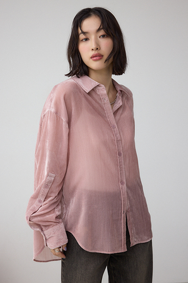 シアーコーデュロイ袖スリットボタンシャツ 詳細画像