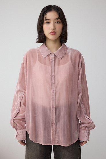 シアーコーデュロイ袖スリットボタンシャツ 詳細画像