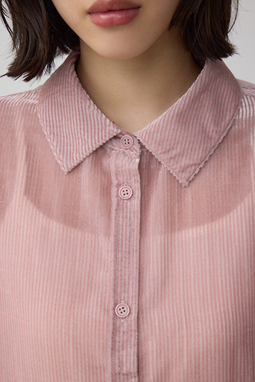 シアーコーデュロイ袖スリットボタンシャツ 詳細画像