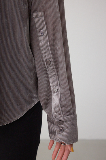 シアーコーデュロイ袖スリットボタンシャツ 詳細画像