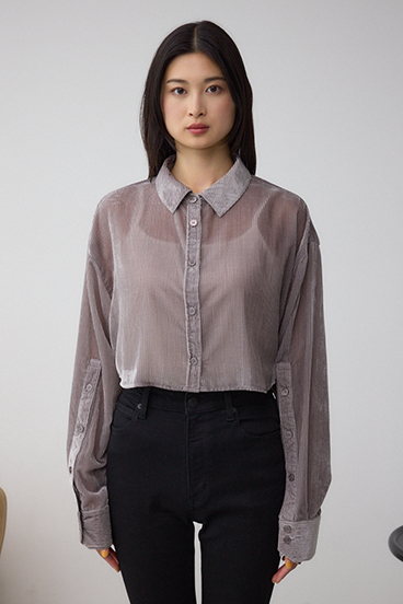シアーコーデュロイ袖スリットボタンシャツ 詳細画像