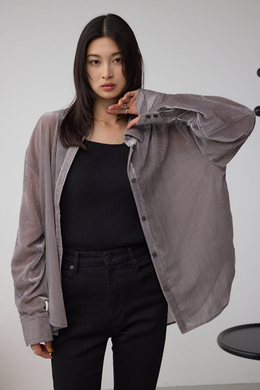 シアーコーデュロイ袖スリットボタンシャツ 詳細画像