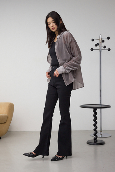 シアーコーデュロイ袖スリットボタンシャツ 詳細画像