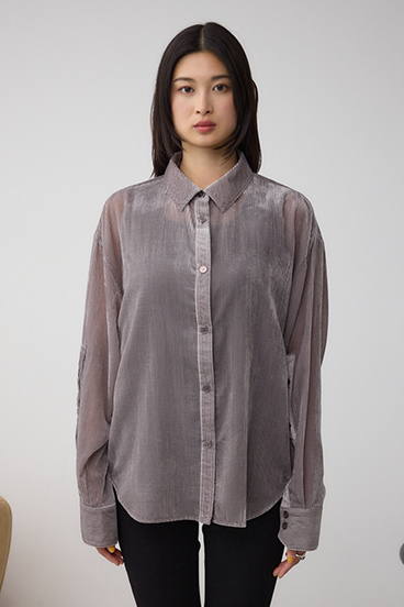 シアーコーデュロイ袖スリットボタンシャツ 詳細画像