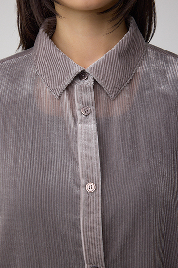 シアーコーデュロイ袖スリットボタンシャツ 詳細画像