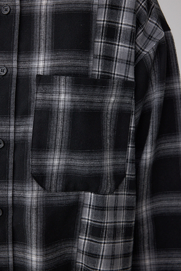 切替デザインチェックシャツ 詳細画像