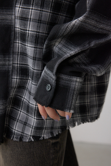 切替デザインチェックシャツ 詳細画像