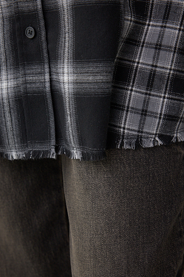 切替デザインチェックシャツ 詳細画像