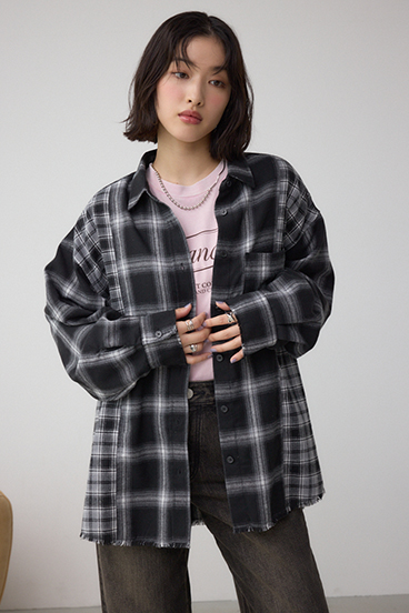 切替デザインチェックシャツ 詳細画像