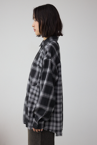 切替デザインチェックシャツ 詳細画像