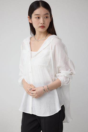 フード付きボタンシャツ 詳細画像