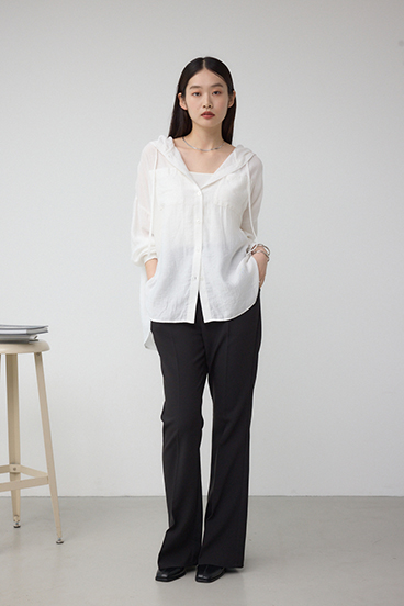 フード付きボタンシャツ 詳細画像