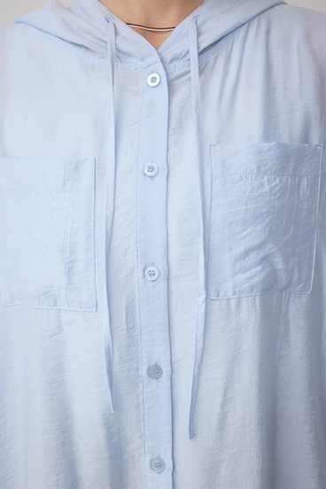 フード付きボタンシャツ 詳細画像