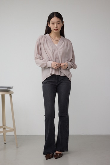 リブ付きシャツカーディガン 詳細画像