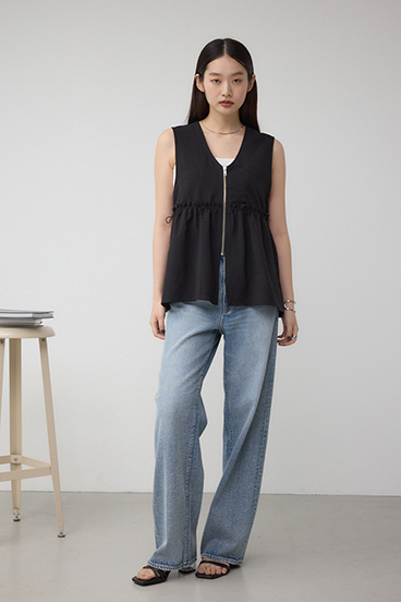 ジップペプラムサイドドロストベスト 詳細画像