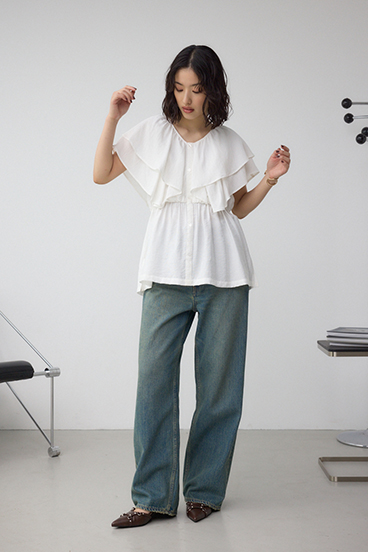 ラッフルペプラムブラウス 詳細画像