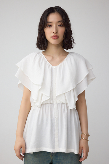 ラッフルペプラムブラウス 詳細画像