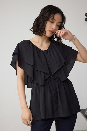 ラッフルペプラムブラウス 詳細画像