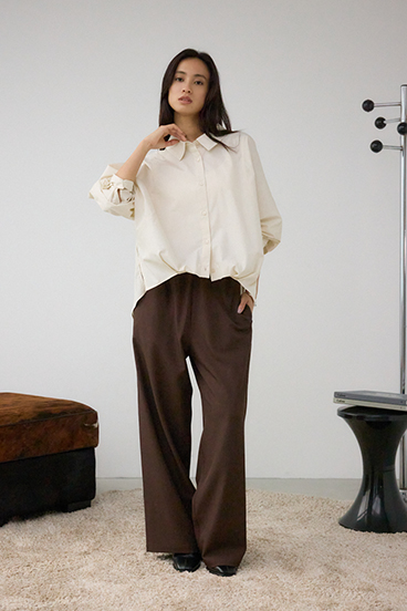 タックヘム長袖コクーンシャツ 詳細画像