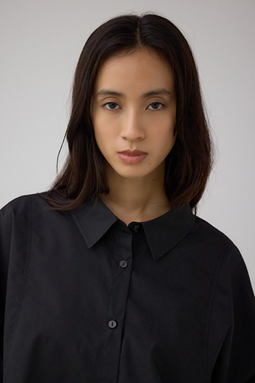 タックヘム長袖コクーンシャツ