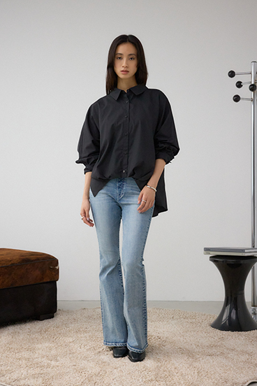 タックヘム長袖コクーンシャツ 詳細画像