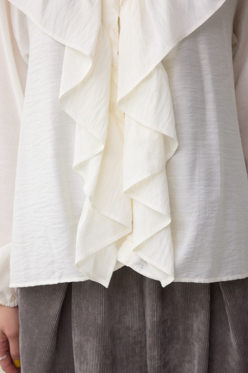 【着丈バリエ】レースアップラッフルブラウス 詳細画像