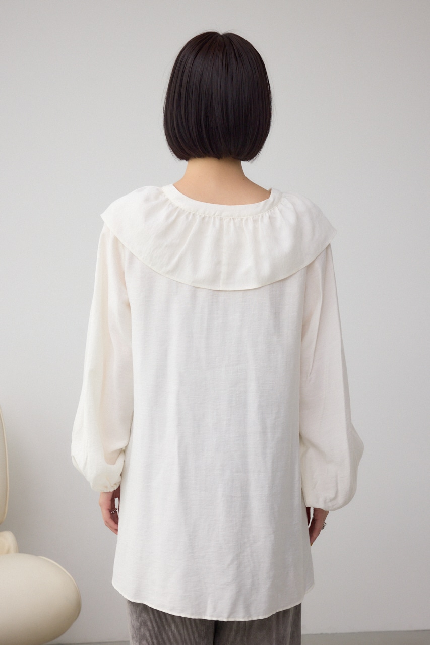 【着丈バリエ】レースアップラッフルブラウス 詳細画像