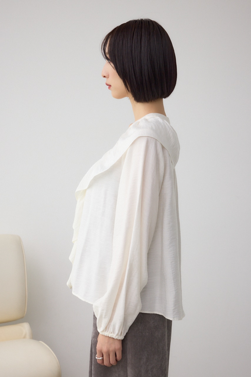 【着丈バリエ】レースアップラッフルブラウス 詳細画像