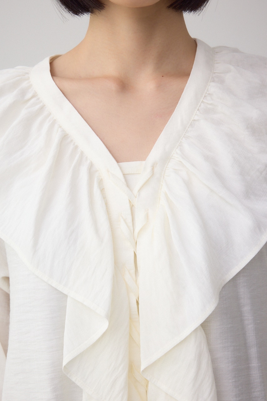 【着丈バリエ】レースアップラッフルブラウス 詳細画像