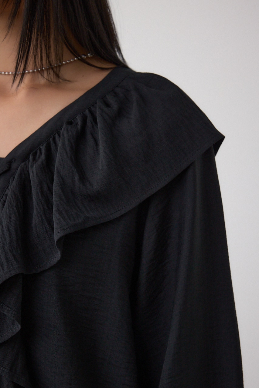 【着丈バリエ】レースアップラッフルブラウス 詳細画像