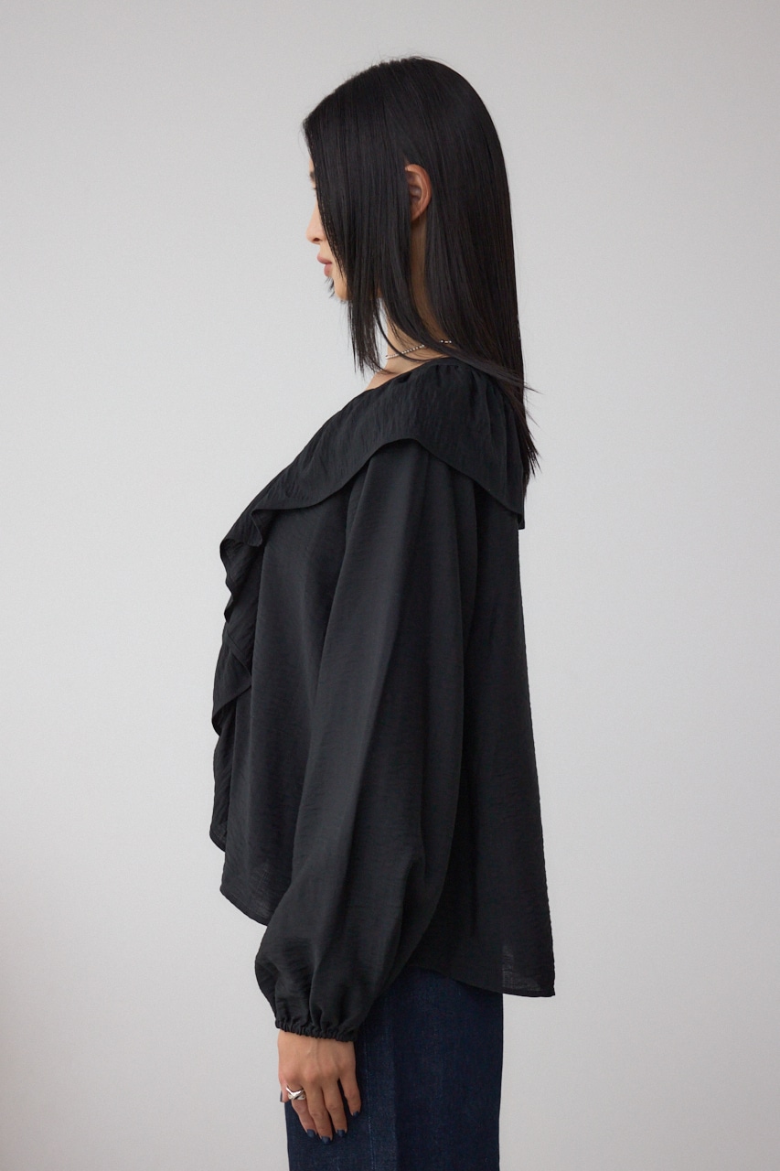 【着丈バリエ】レースアップラッフルブラウス 詳細画像