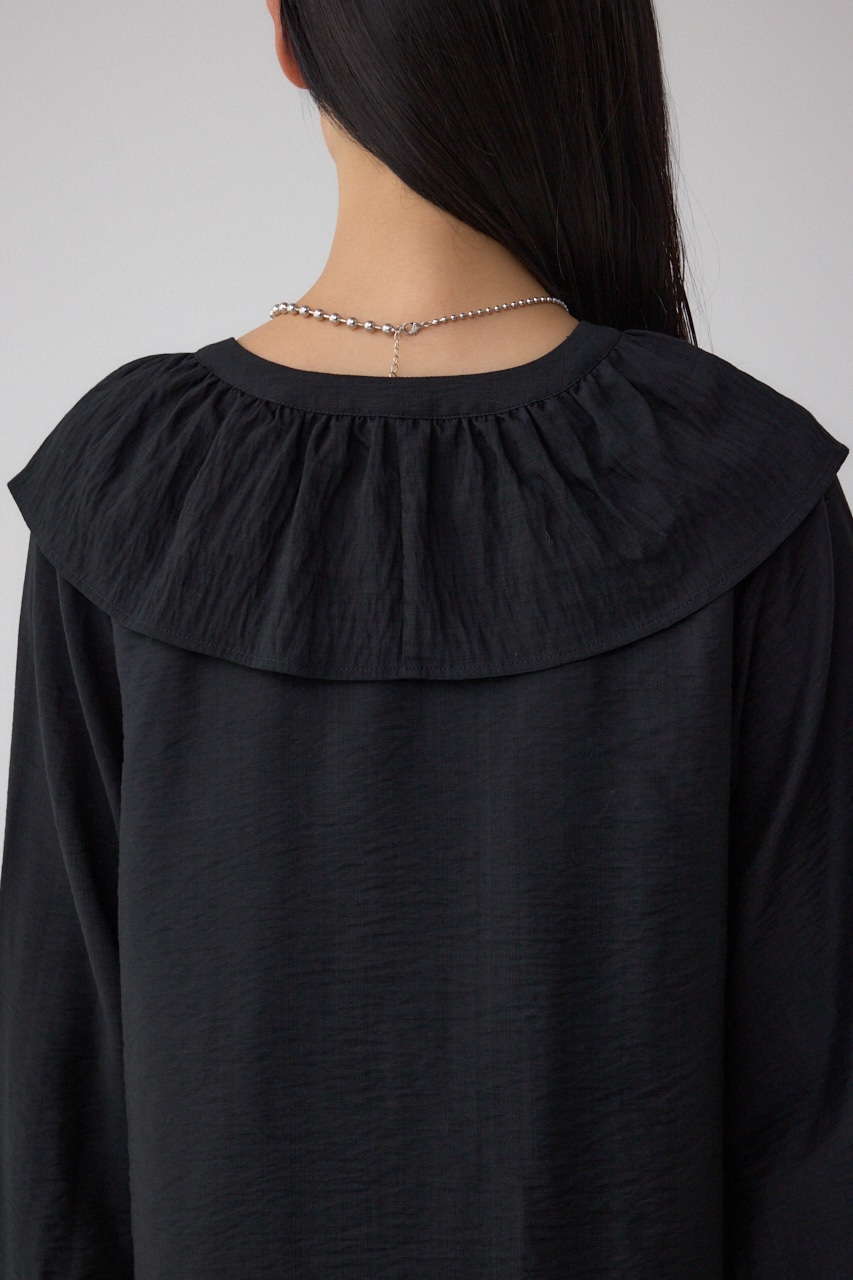 【着丈バリエ】レースアップラッフルブラウス 詳細画像